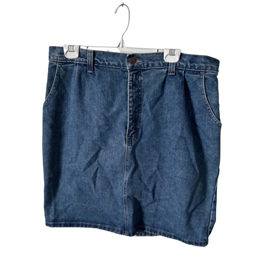 Vintage | Huntington Ridge | High-Waisted Denim Mini Skirt  | Size 16